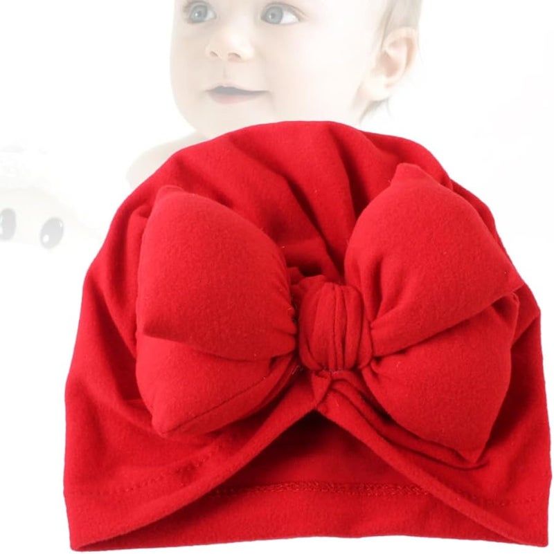 Red Newborn Baby Hat with Bowknot for Daily Photos Polyester Cotton - Image 5